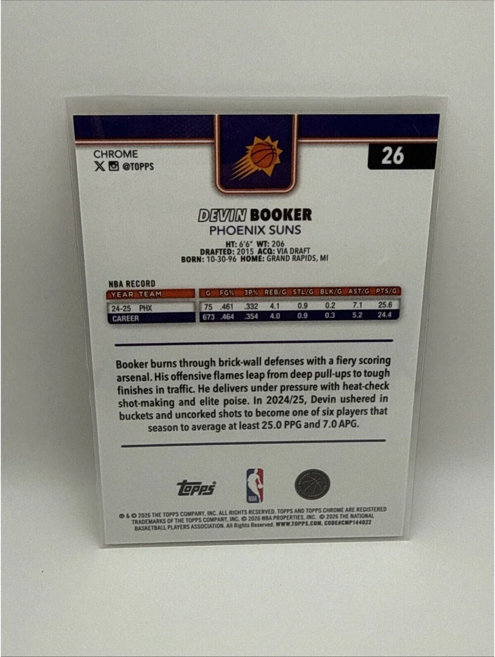 2025-26 Topps Chrome Update- Devin Booker Gold Ray Wave 41/50
